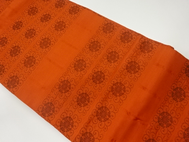 JAPANESE KIMONO / VINTAGE NAGOYA OBI / WOVEN KIKU ARABESQUE